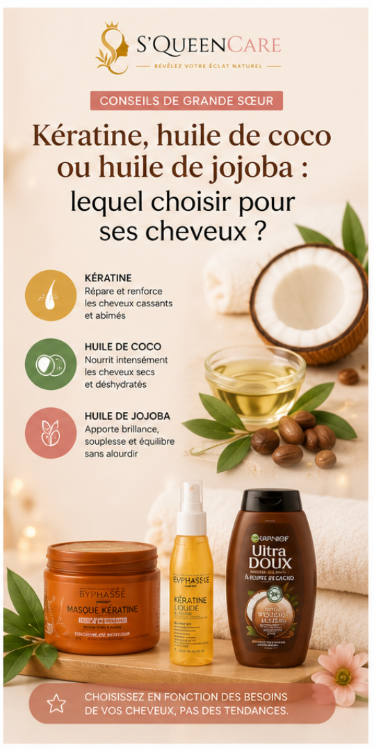 Kératine, huile de coco ou huile de jojoba : lequel choisir pour ses cheveux ?